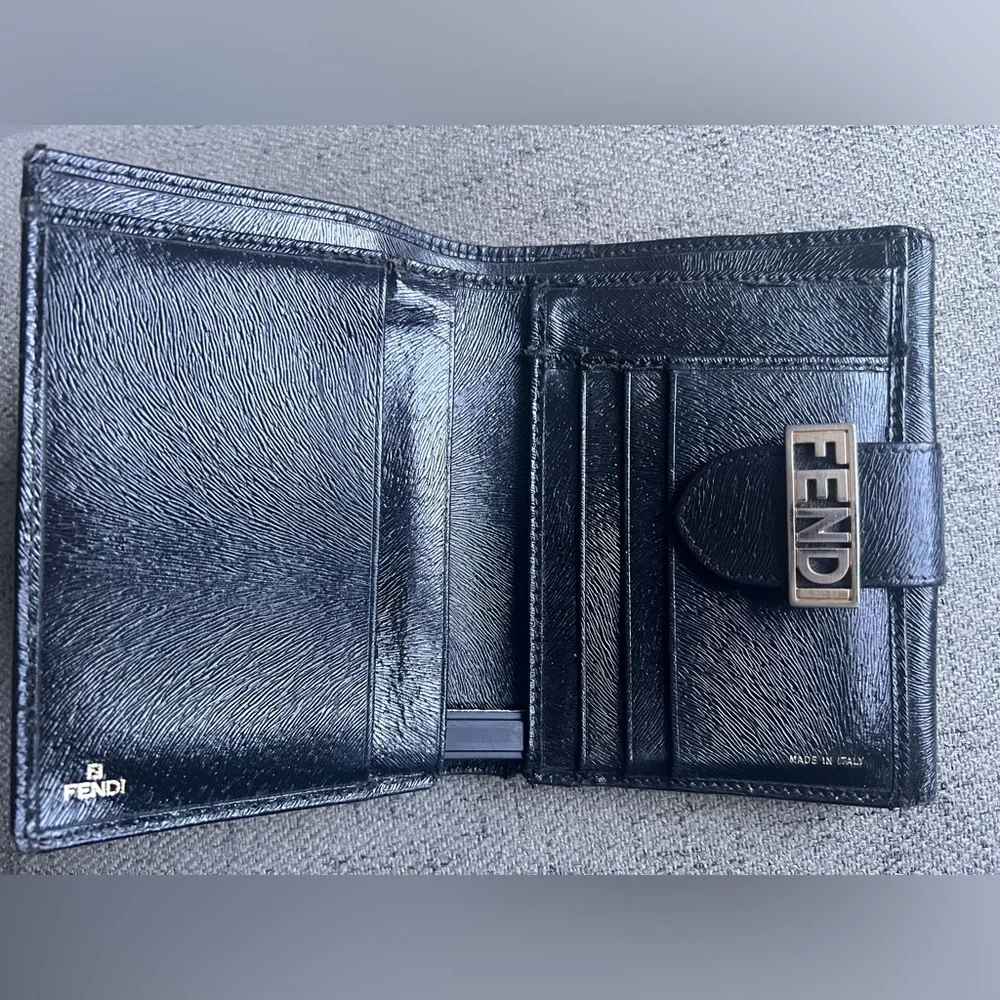 Fendi Black leather compact wallet